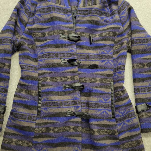 Truel Denim Women’s Aztec Print Coat Jacket Medium Blue Black Western Style - Picture 6 of 7